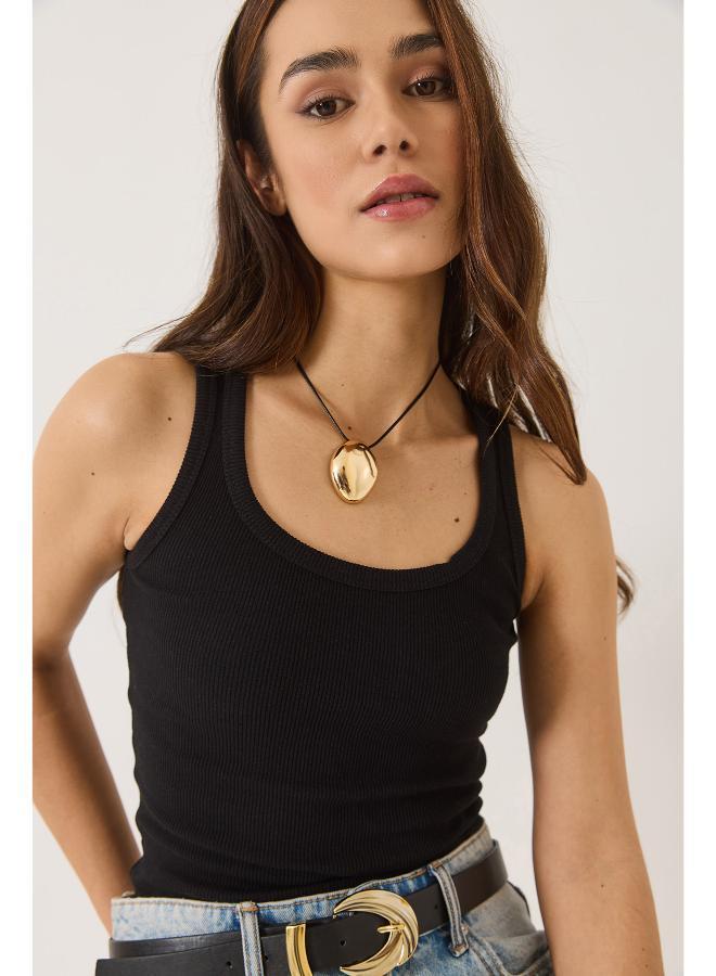 جينجر بيسيكس بلوزة بدون أكمام بظهر رياضي مضلع - Image 1